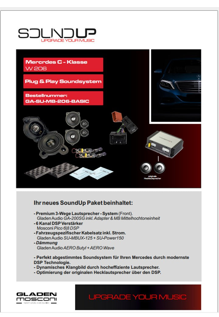 GLADEN SoundUP für Mercedes C-Klasse (W206) mit MBux & Basis-Sound