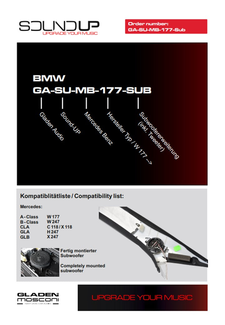 GLADEN SoundUP für Mercedes B-Klasse (W247) mit MBux & Basis-Sound