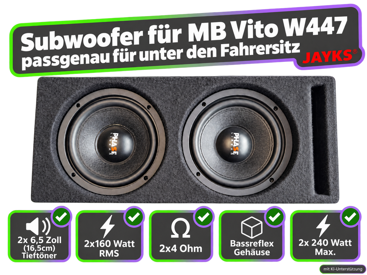 SUB Vito• Auto-Subwoofer 2x160 Watt passgenau für MB Vito W447