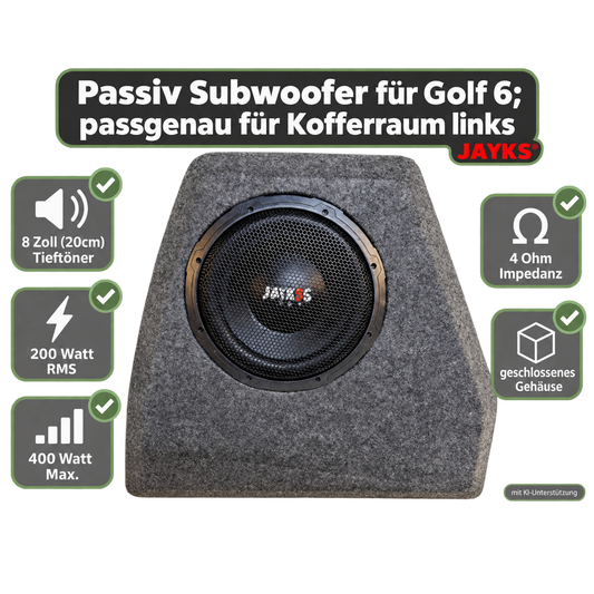 SUB G6• Auto-Subwoofer 200 Watt RMS passgenau für Kofferraum im Golf 6