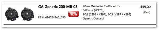 GLADEN GA-Generic 200-MB-03 | Mercedes Tieftöner für W213 | W223 u.a
