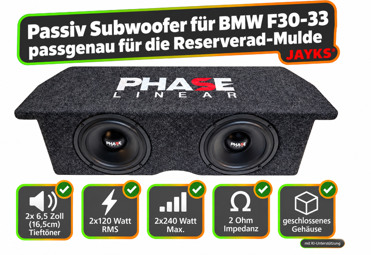 SUB F30-33• Auto-Subwoofer 2x120 Watt passgenau für BMW 3-er F30-33