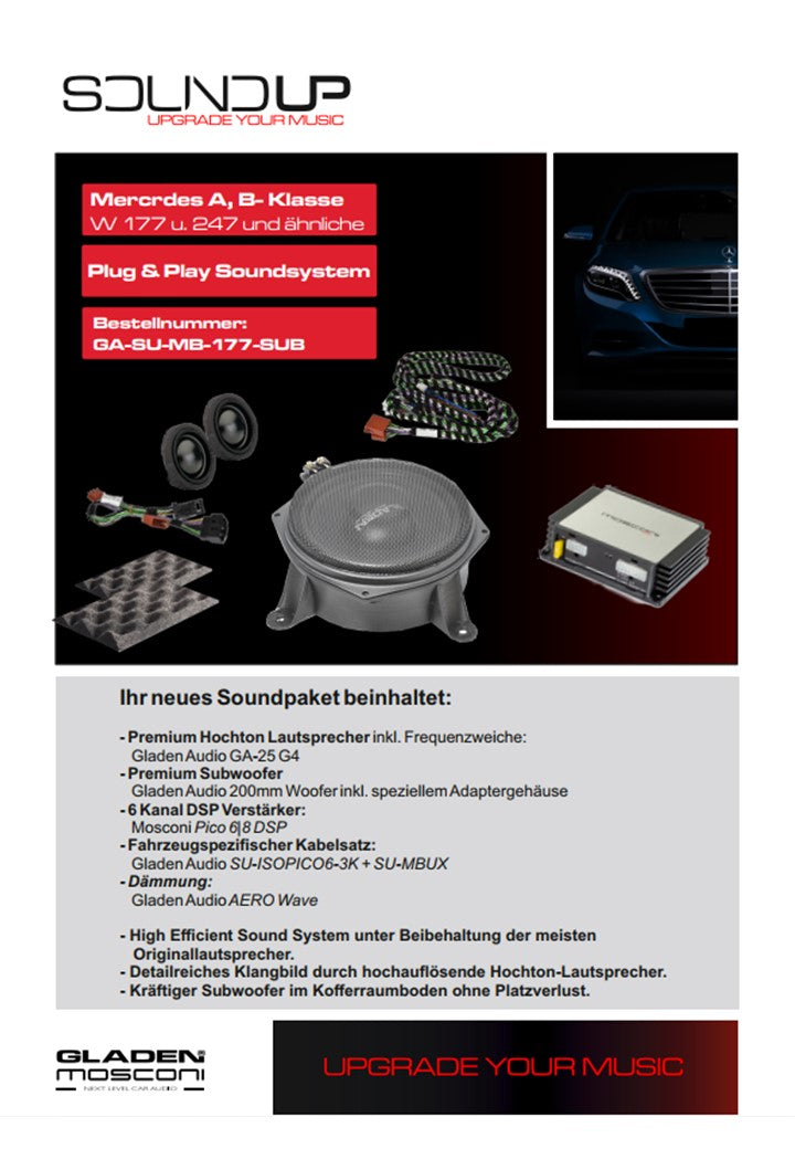 Gladen SoundUP W177: 2-Wege Kompo-System für Mercedes A-Klasse MBux